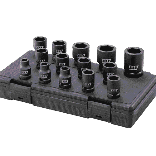 Krafthylsset normallängd M7 1/2” 10–21 mm, 14 delar