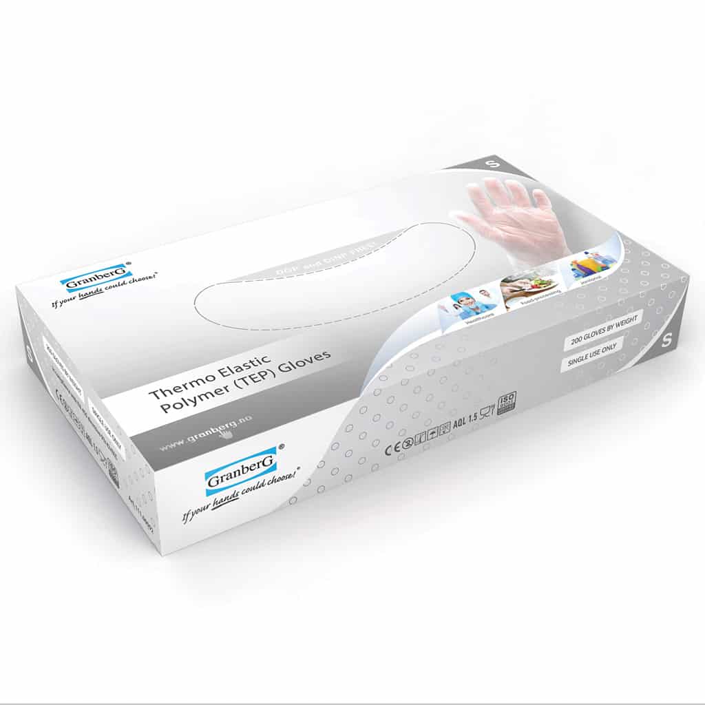 EngångshandskaThermo Elastic Polymer (T.E.P.), puderfria. Färg: Klar. 200 st förp. - Bild 2