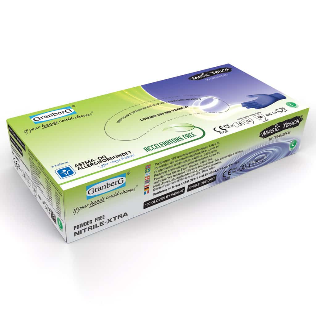 Engångshandskar Magic Touch® Soft Nitrile™, puderfria. Acceleratorfria. långa 100 st förp. - Bild 2