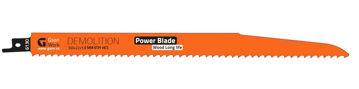 Tigerblade Demolition Wood 300 x 22 x 1,5 mm, 6 TPI 5 Stycken